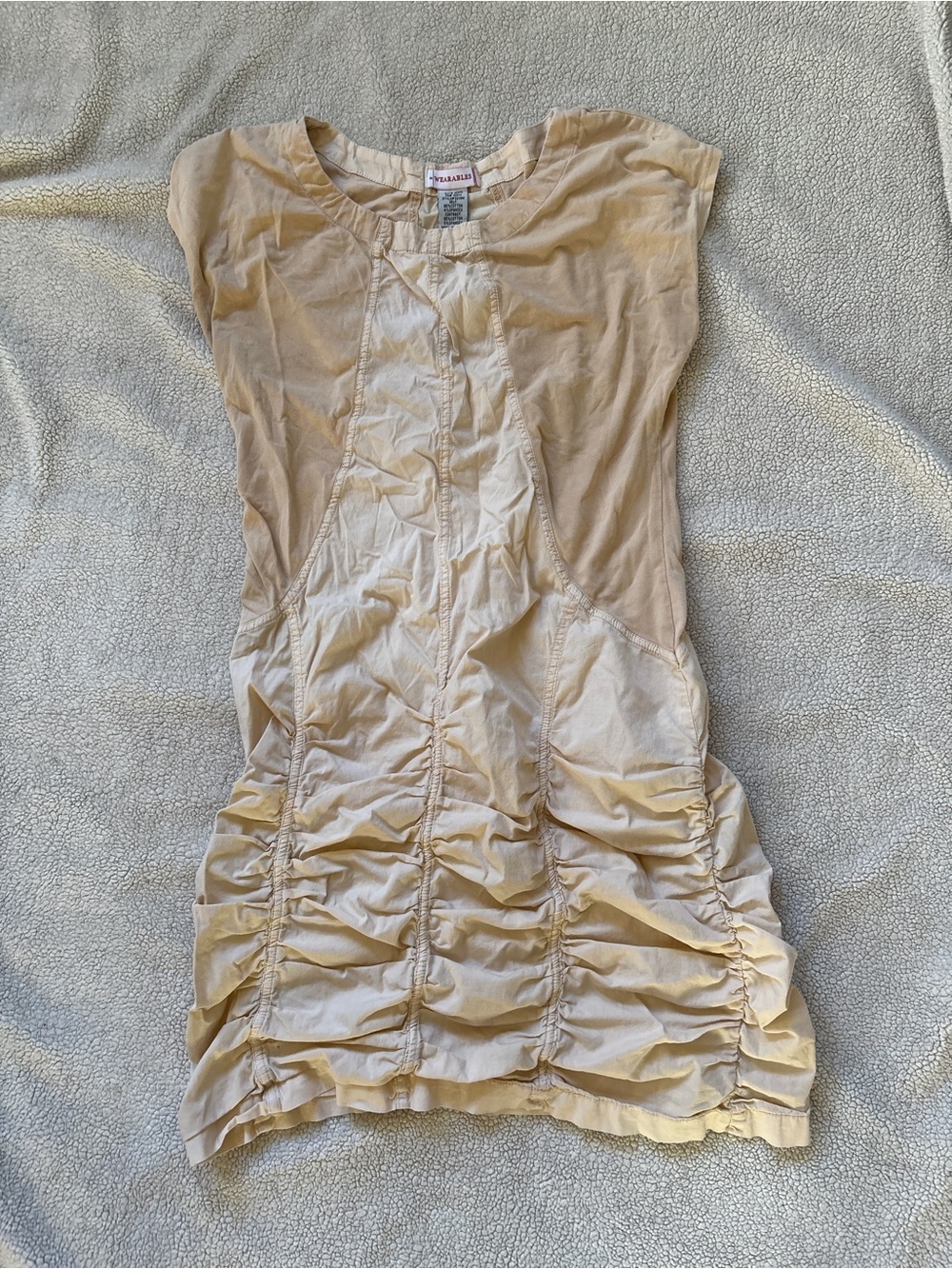 Women’s Cream Ruched One-Piece Dress